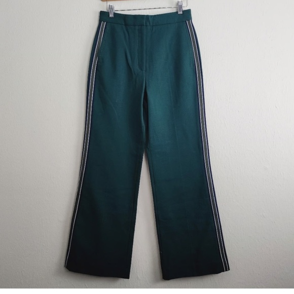 sandro paris khol green wide leg side stripe ponte knit trouser pants sz 34 - Picture 4 of 6